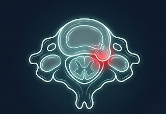 Neon illustration of a cervical herniated disc