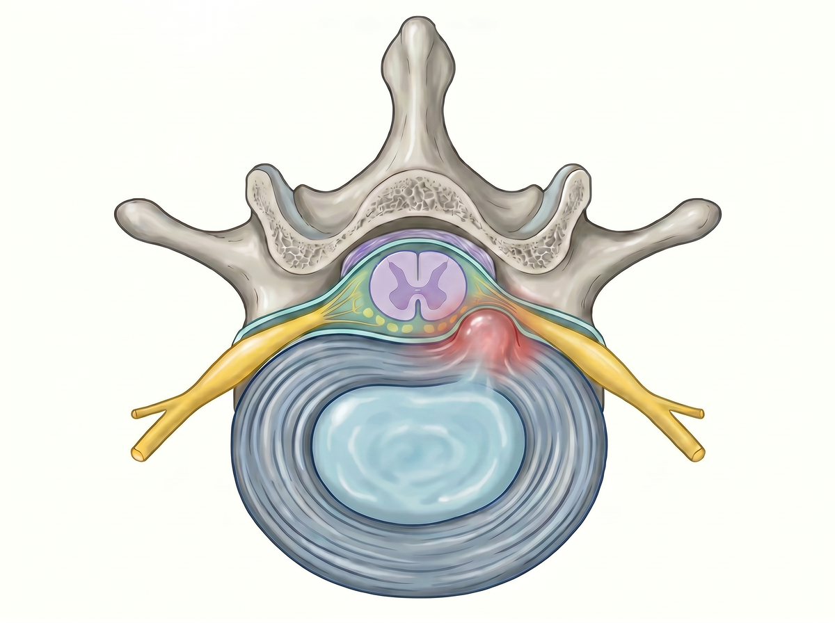 Axial view: paracentral disc morphology