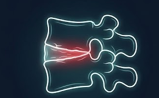 Neon illustration of a vertebral compression fracture